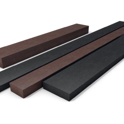 A selection of rectangular profile artificial lumber cut to different lengths.