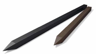 2 fence posts with points at one end.
