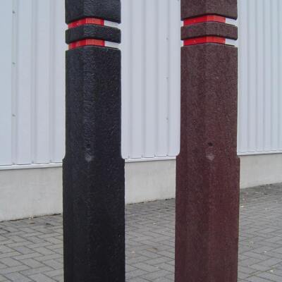 The Brighouse square recycled plastic bollards come with two reflective strips as standard.