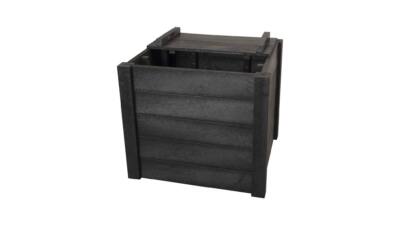 A black composter with lid.