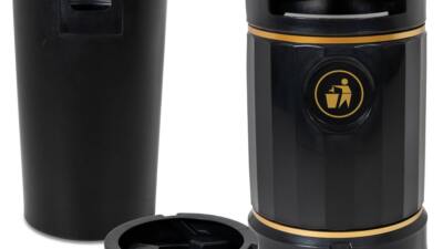 recycled plastic litter bin (shows inside)