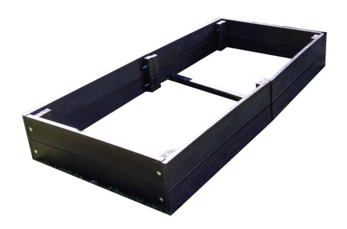 a British recycled Plastic artificial lumber raised bed that has just been assembled