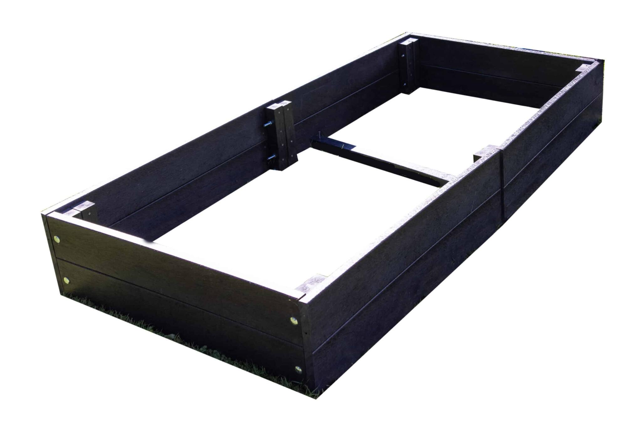 a British recycled Plastic artificial lumber raised bed that has just been assembled