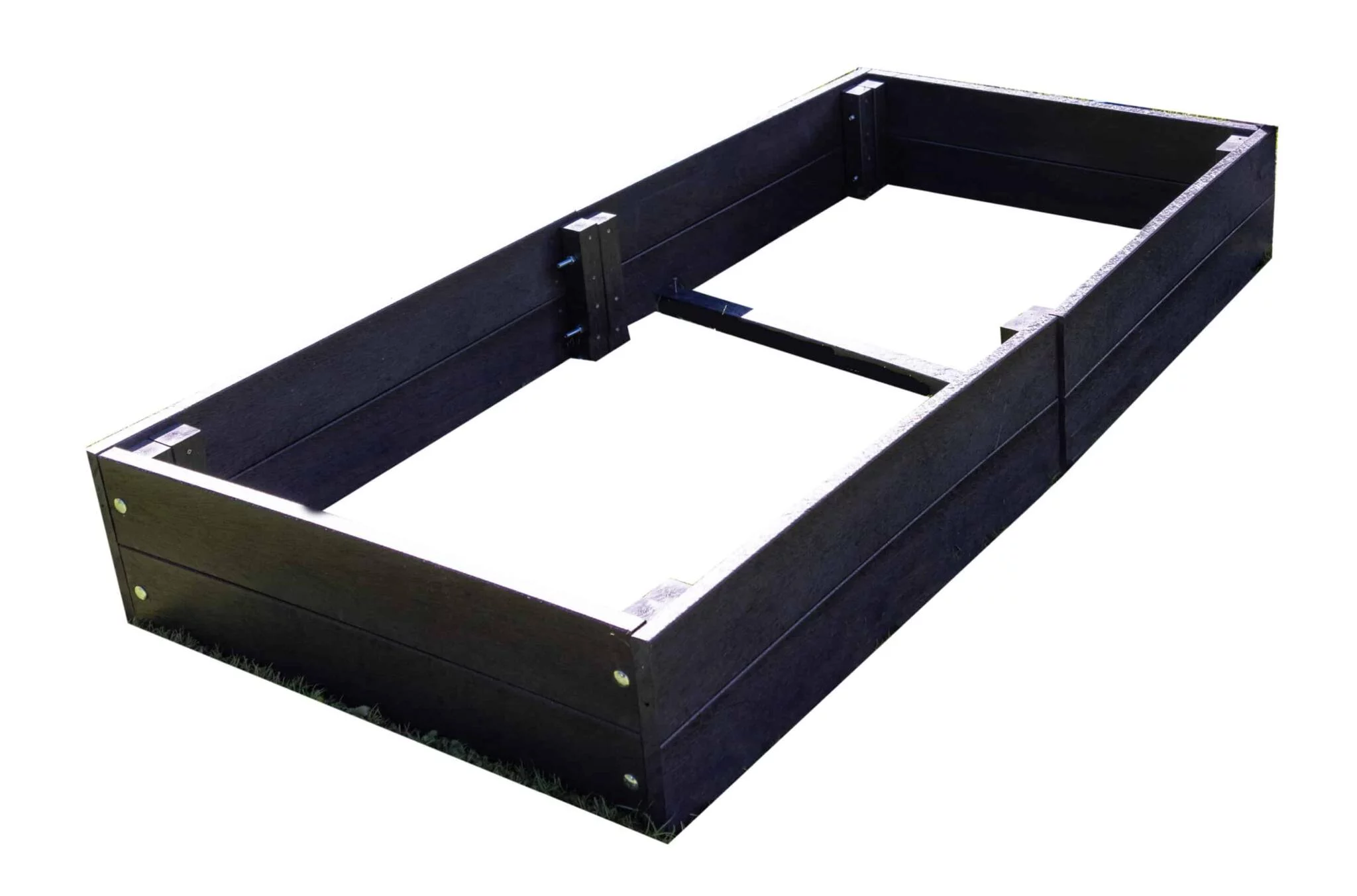 a British recycled Plastic artificial lumber raised bed that has just been assembled