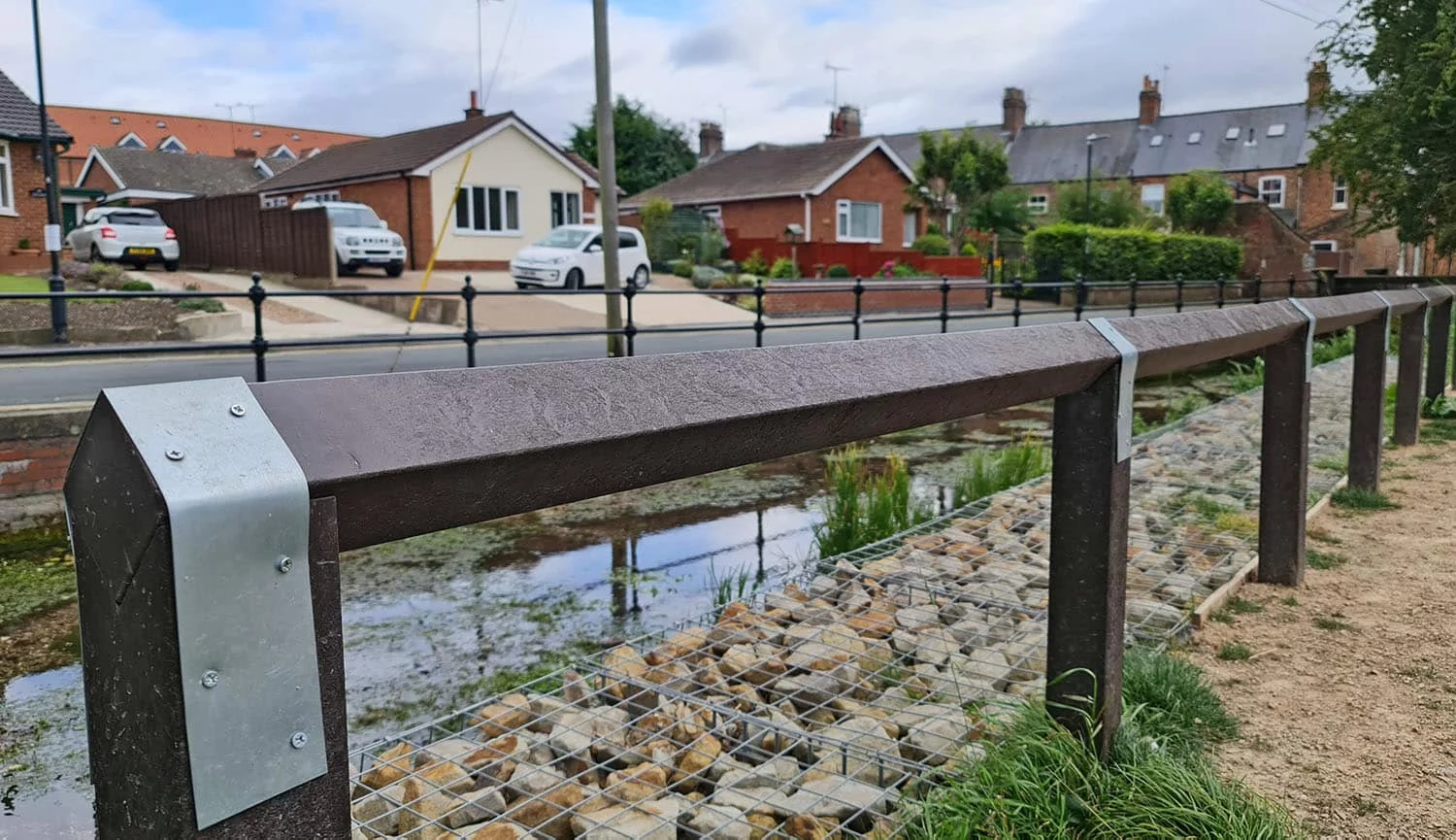 Housing Associations 7 Birdsmouth fencing, also known as kneerail fencing, engineered from British Recycled Plastic.