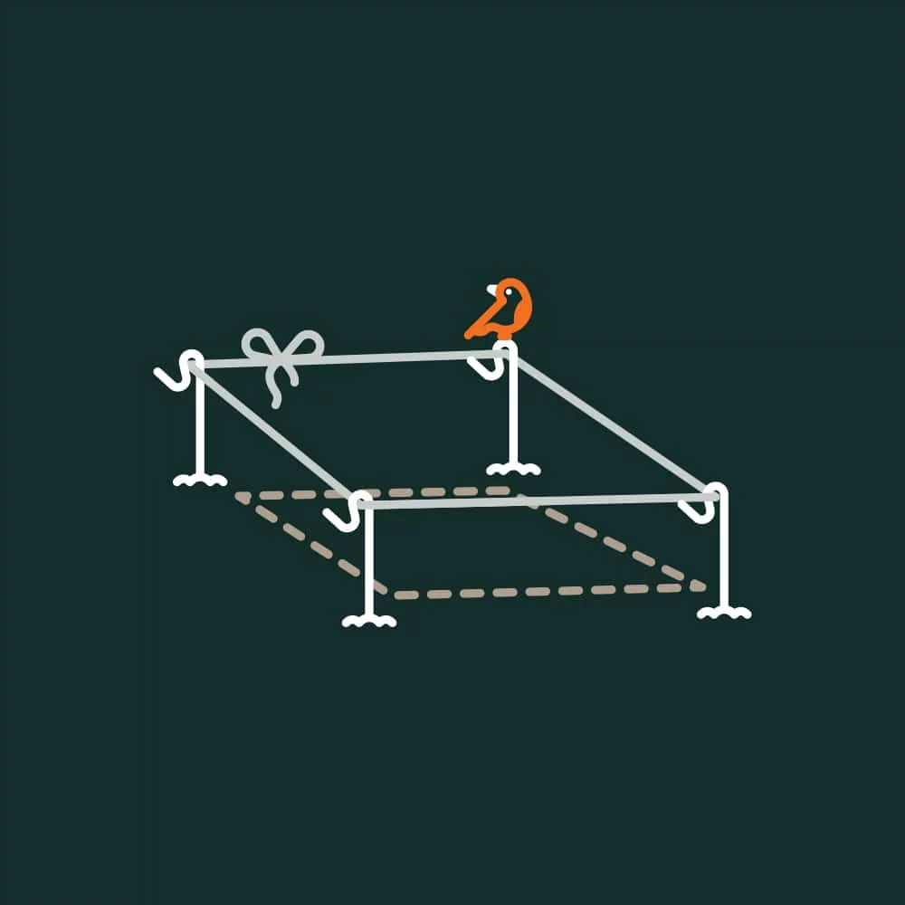 Mark out the correct sized area for your shed base in your garden or allotment using stakes and string. If you don’t have metal stakes, gardening bamboo will work just as well. We always recommend that the base is slightly larger than the actual structure to be erected on top.
