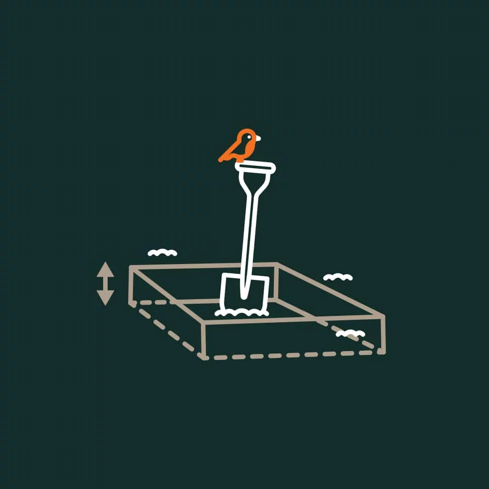 Remove the top layer of the soil down to 50-70mm (two or three inches) with a spade.
