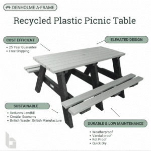 New Grey and Black Picnic Table for Schools