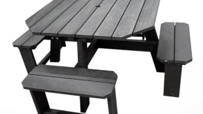 Rishworth 4 seater rounded edge picnic table in black from British Recycled Plastic