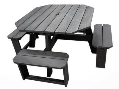 Rishworth 4 seater rounded edge picnic table in black from British Recycled Plastic