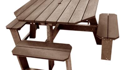 Rishworth 4 seater rounded edge picnic table in brown from British Recycled Plastic
