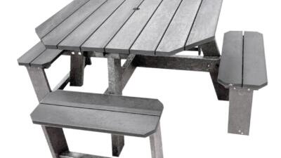 Rishworth 4 seater rounded edge picnic table in grey from British Recycled Plastic