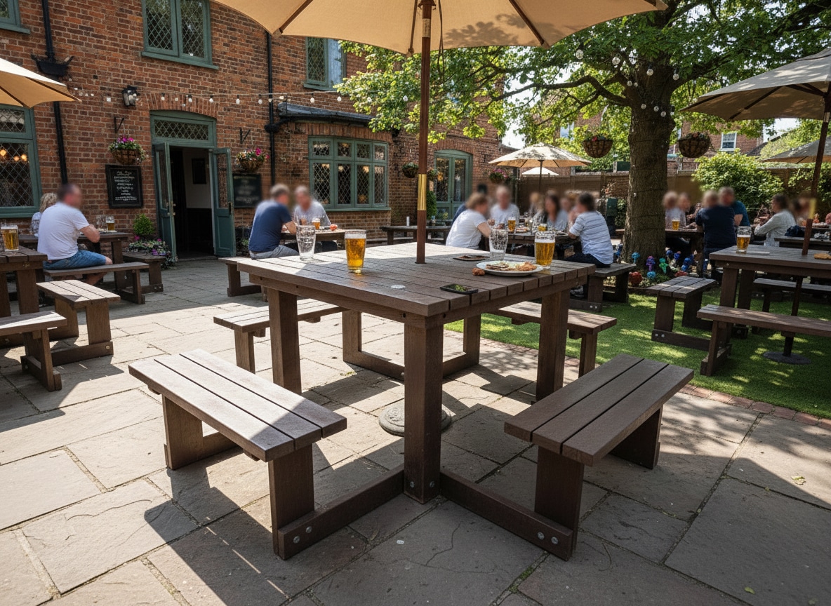 In the Market for Composite Picnic Tables? 3 picnic table Brimham brown recycled plastic pub garden 1