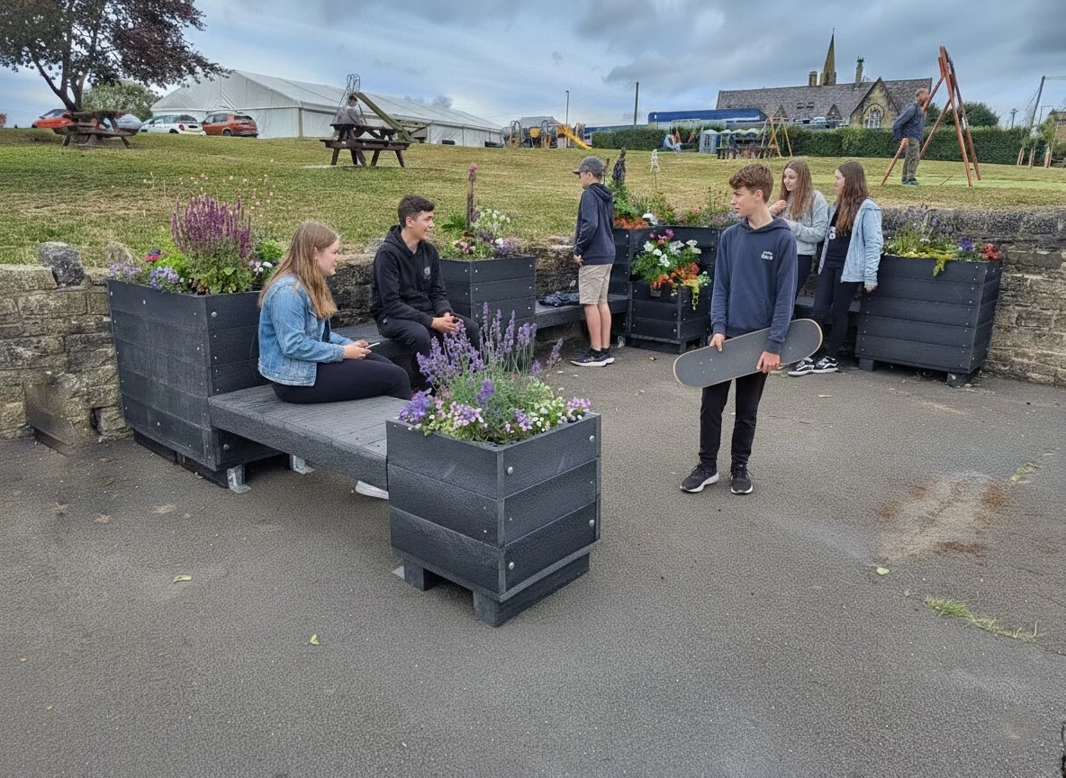 Parklet Brighouse Leeds Manchester Calderdale kids hanging out teenagers 2 1