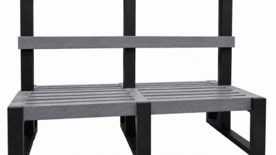 Grey and black wetherby changing room bench with coloured coat hooks.png
