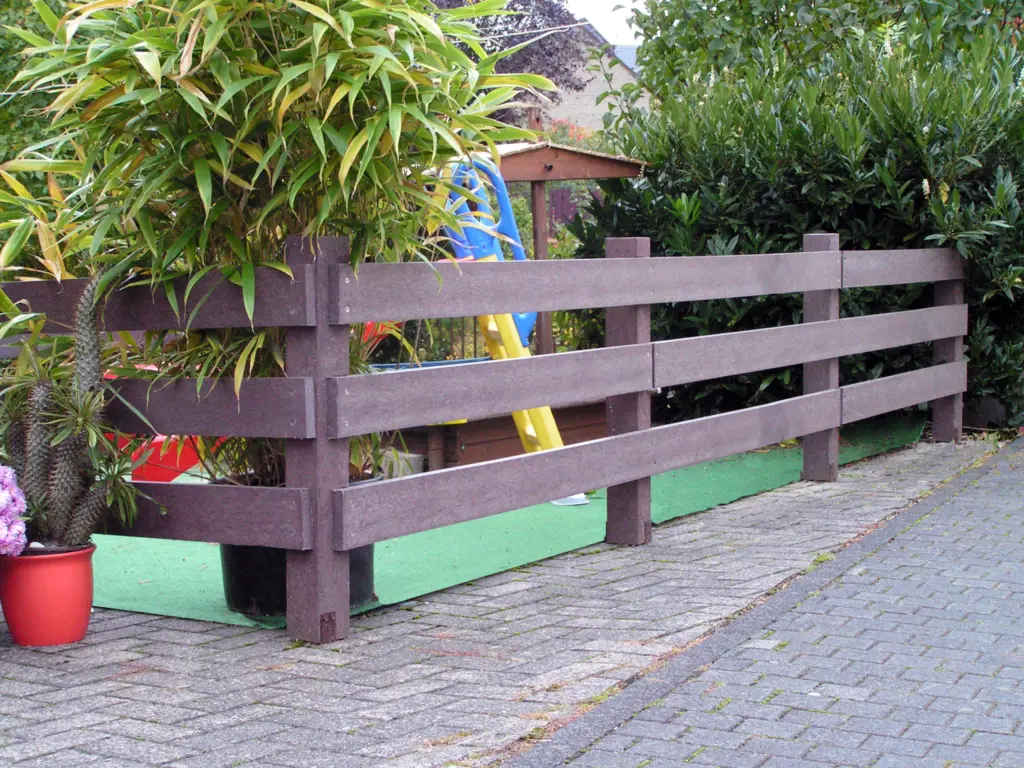 British Recycled Plastic Post 3 Rail Fencing Brown
